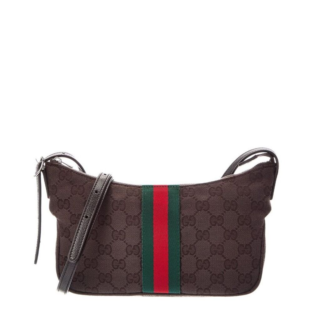 Gucci Lunetta Small Canvas Shoulder Bag, Brown